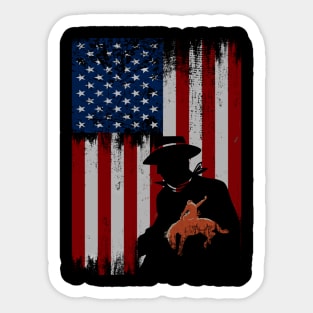 cowboy american flag vintage usa  cowboy Rodeo Roping Horse Riding Sticker